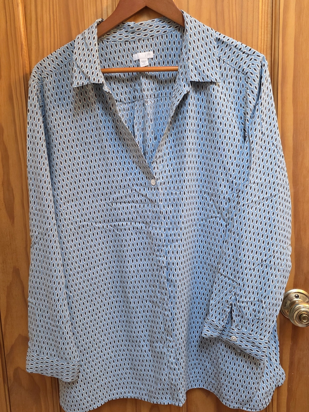 J. Jill Light Blue Printed Paisley Women's Button-Front Shirt